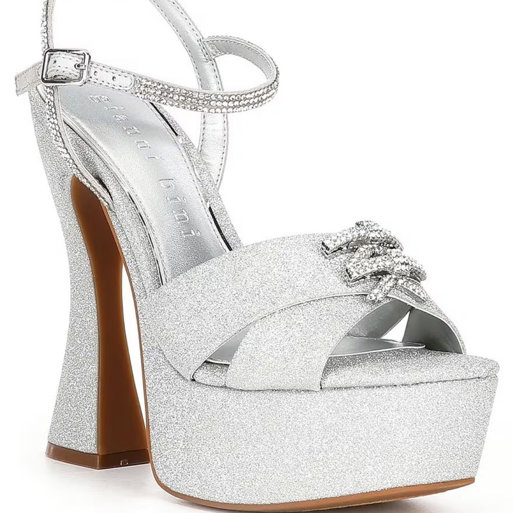 Gianni Bini Dempsey Glitter Rhinestone Bow Platform Heels